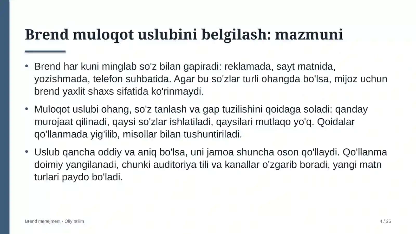 Avtoservis korxonalarida brend muloqot uslubini belgilash 4