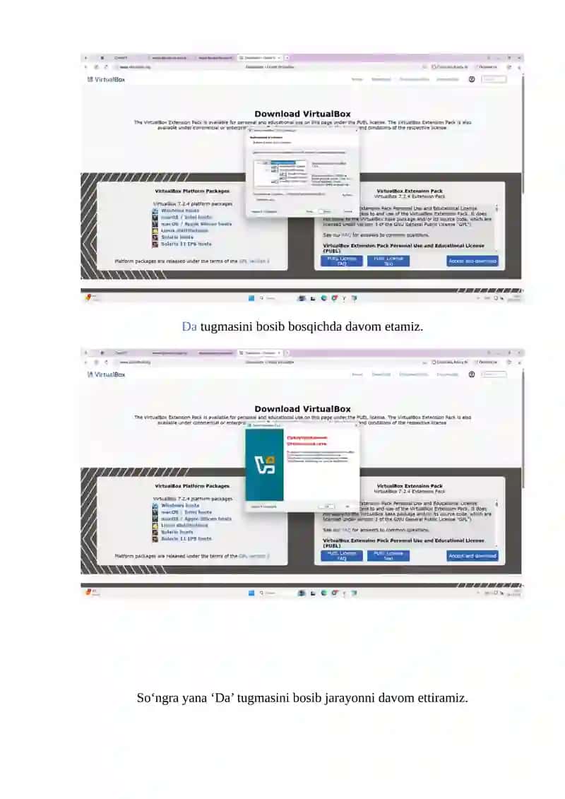 VirtualBox dasturi 4