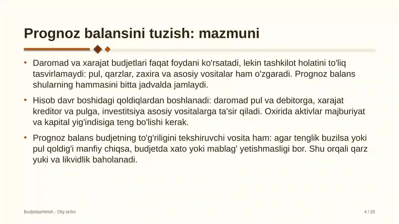 Byudjet tashkilotlarida prognoz balansini tuzish 4