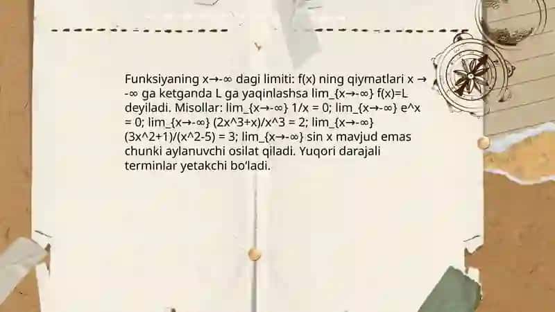 Funksiyaning cheksizdagi limiti 4