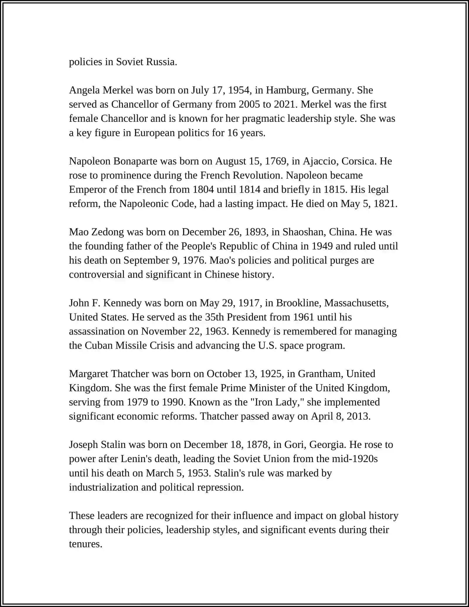 Biographies of World Leaders 4