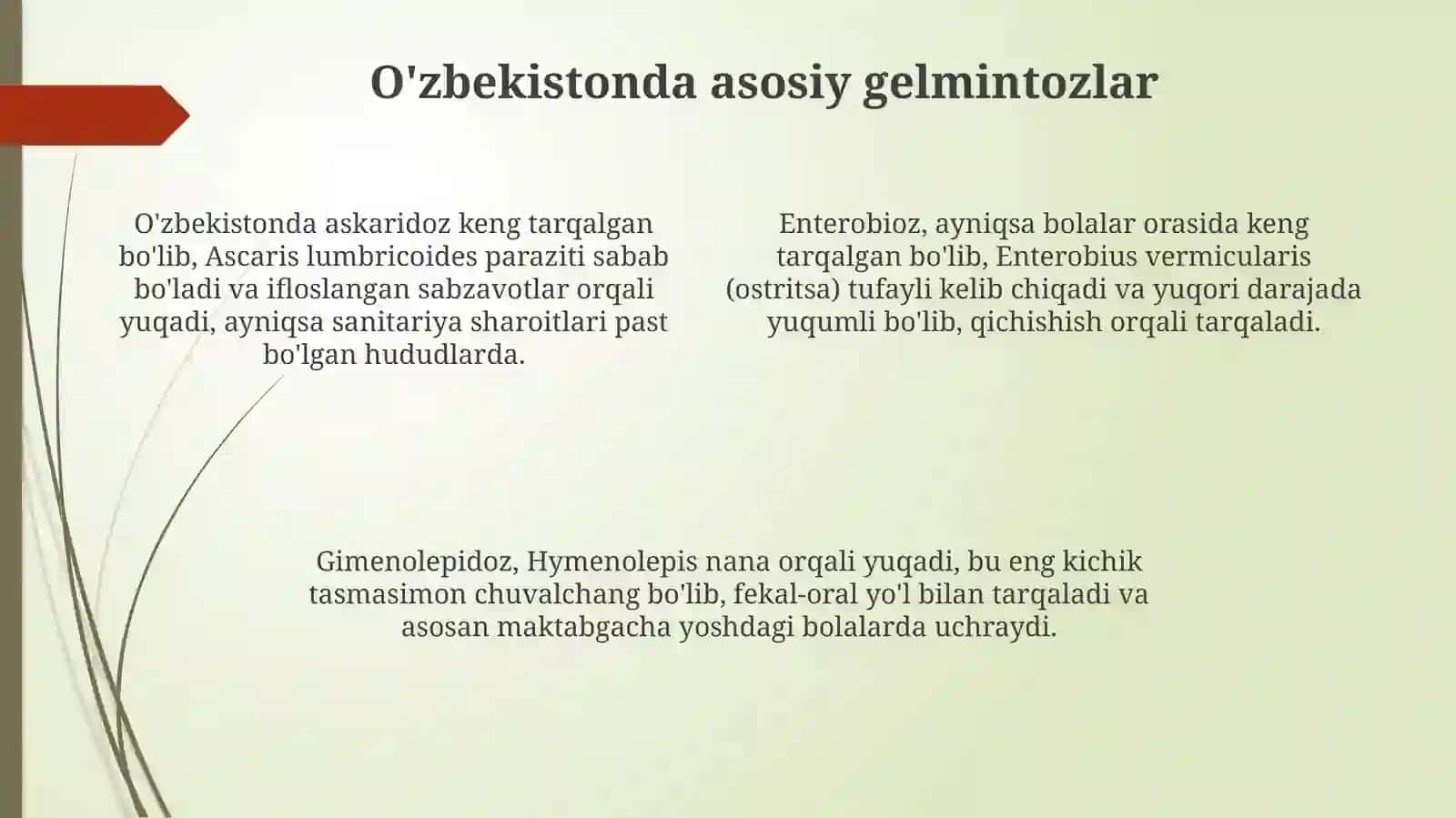 O'zbekistonda gelmintlar tomonidan keltirib chiqaruvchi parazitar kasalliklar 4