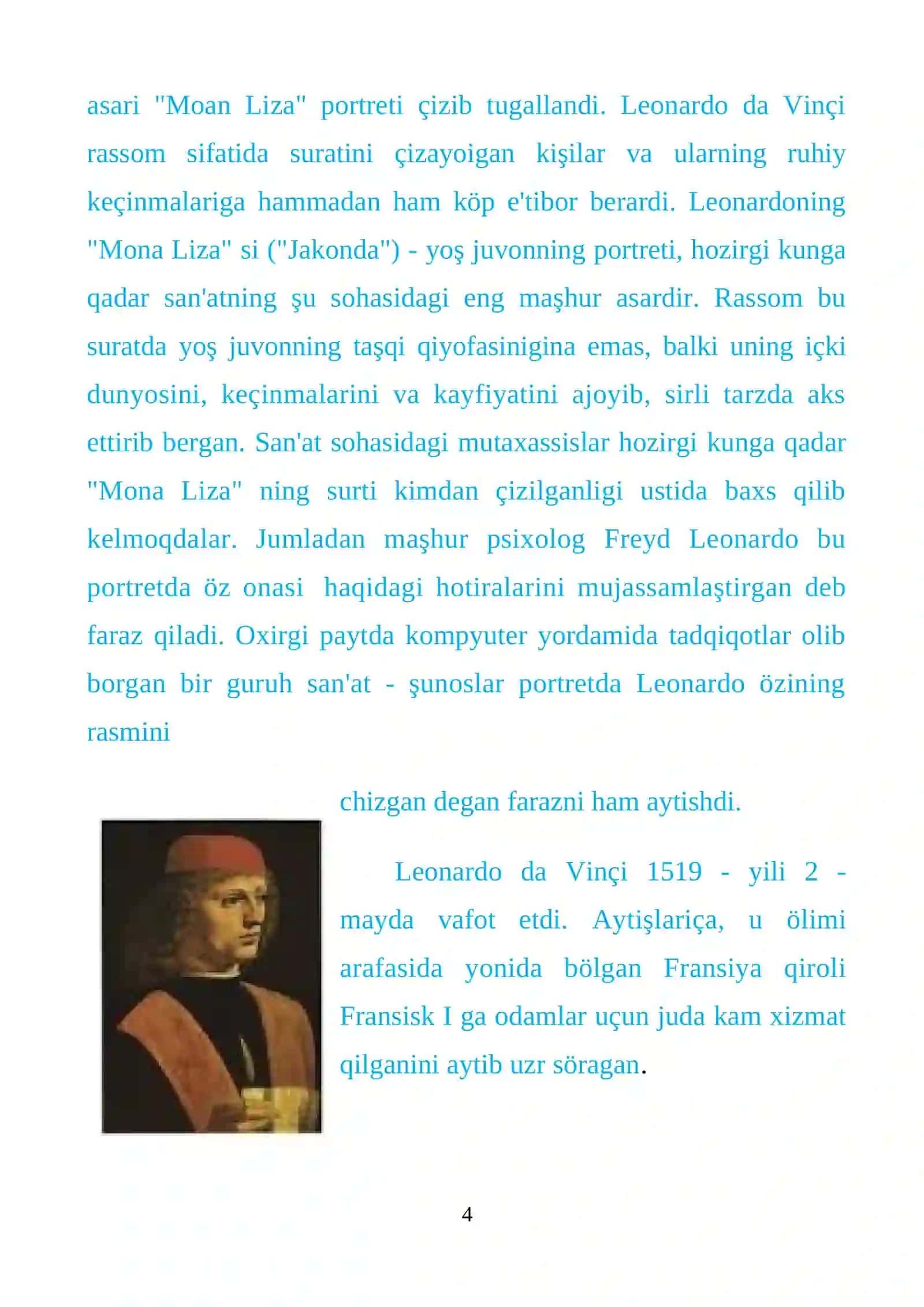 Leonardo da Vinçi hayoti va ijodi. 4