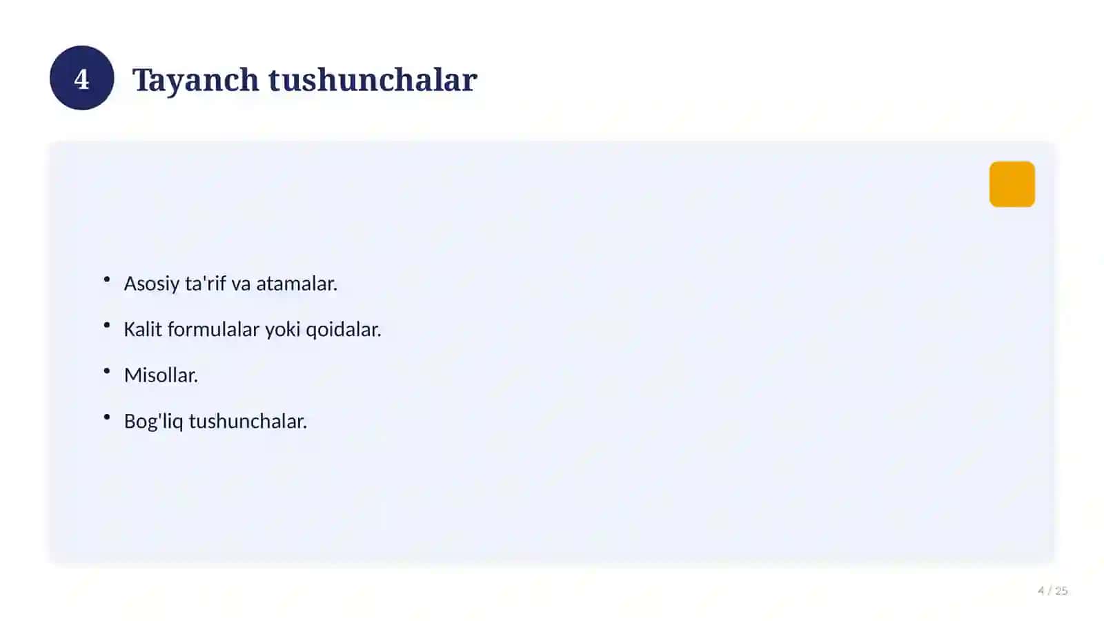 Matematika fanidan 9-sinf: didaktik tarqatma materiallar 4