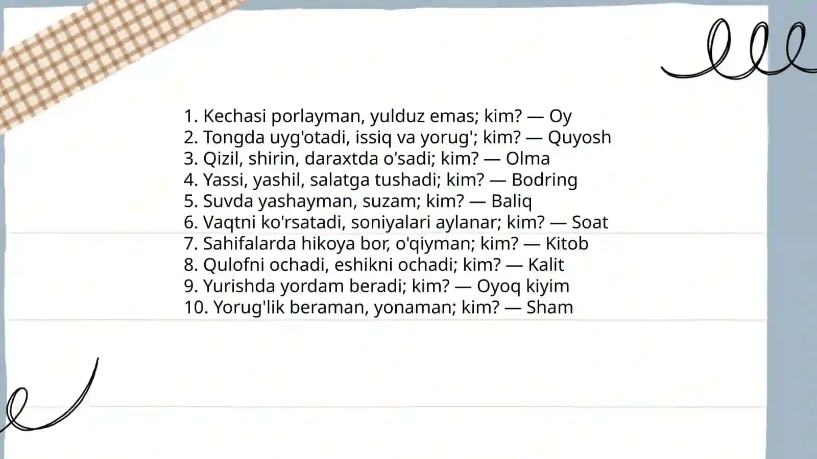 Topishmoqlar 4