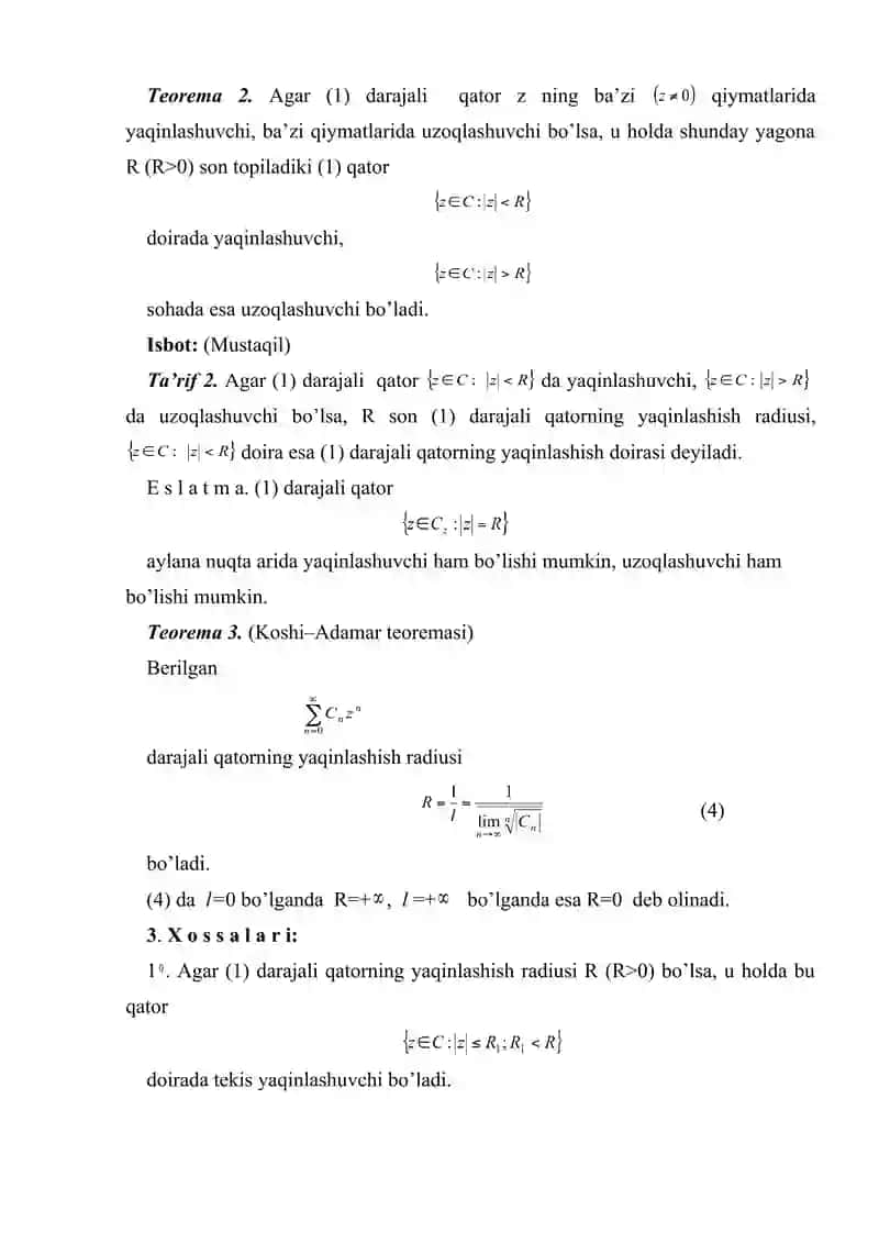 DARAJALI QATORLARNING YAQINLASHISH SOHASI 4