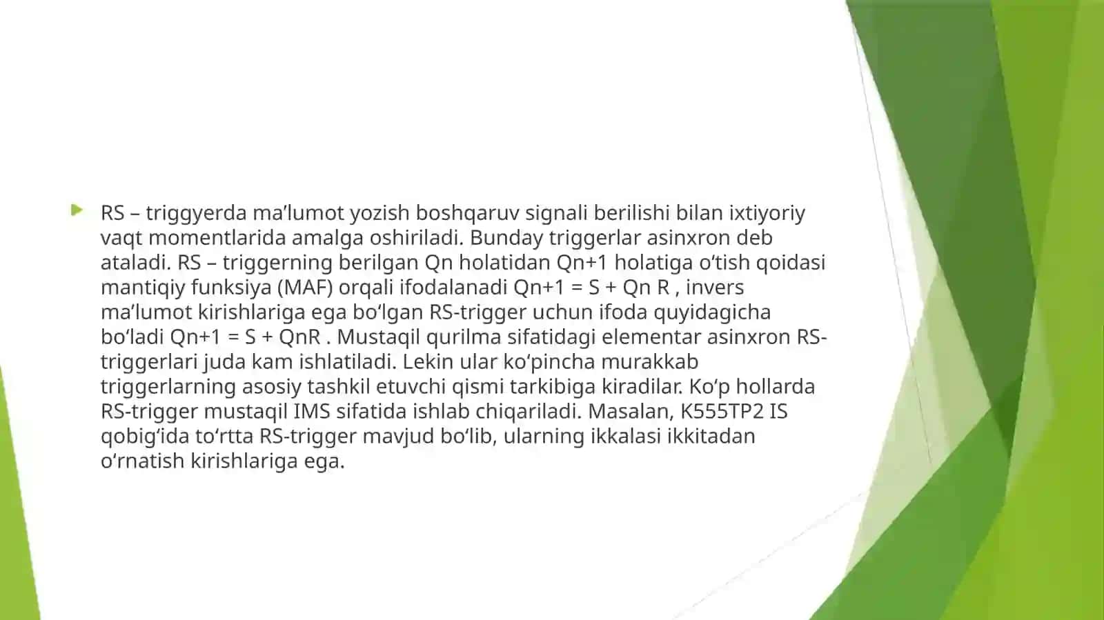 asinxron vasinxron rc-triggerlarni tadqiqqilish 4