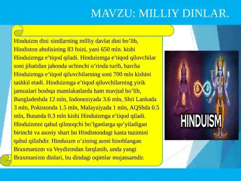 MAVZU: MILLIY DINLAR. 4
