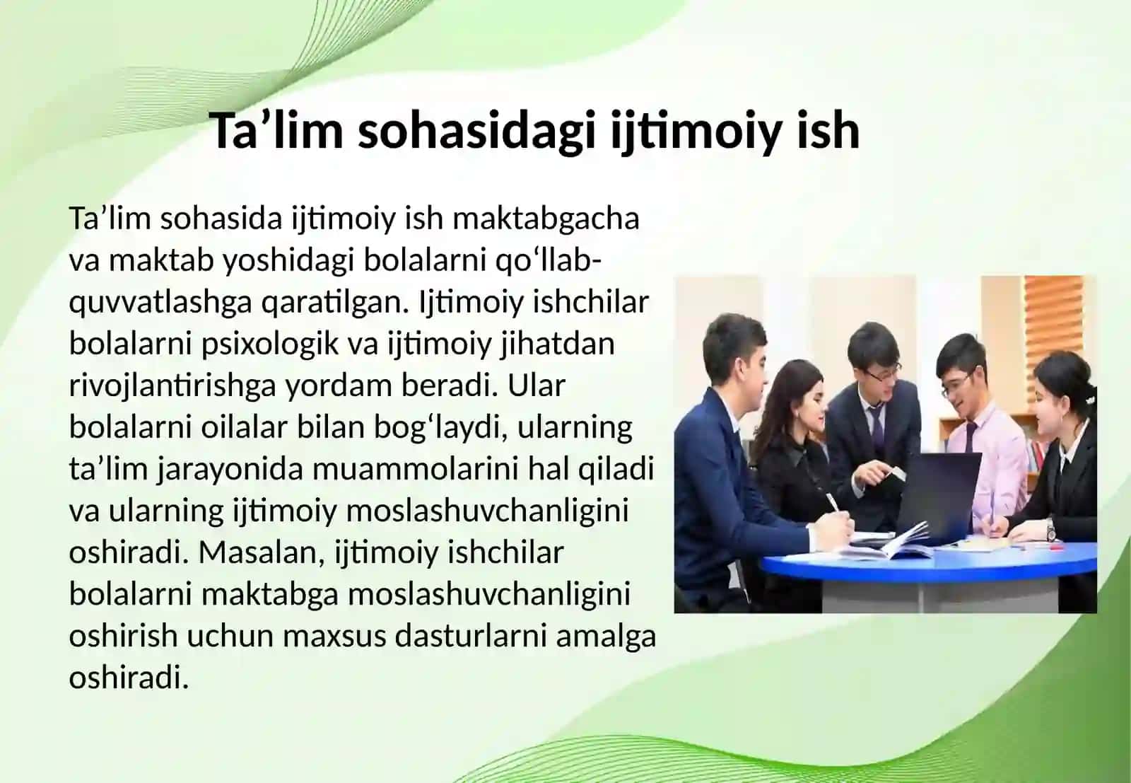 Hayot faoliyatining turli sohalarida ijtimoiy ish 4