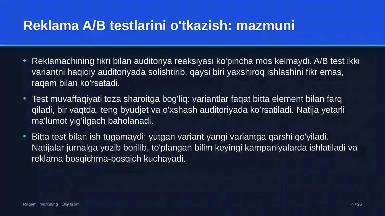 Interfeys dizayni studiyalarida reklama A/B testlarini o'tkazish 4