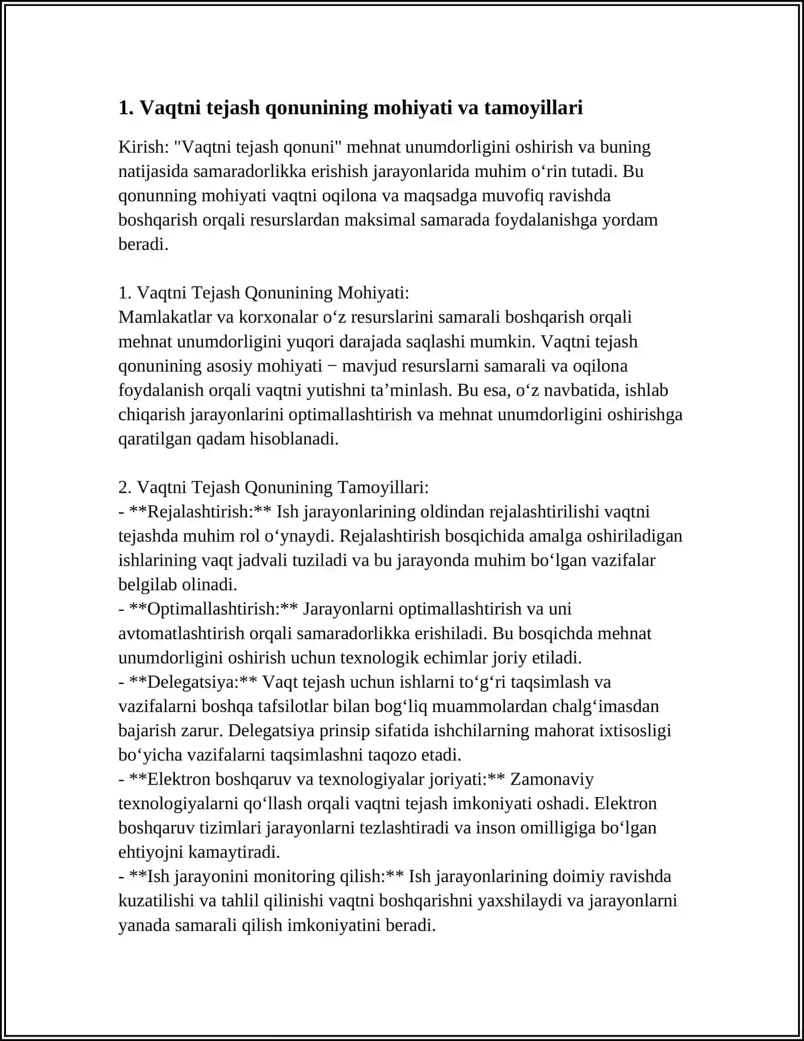 VAQTNI TEJASH QONUNI 4