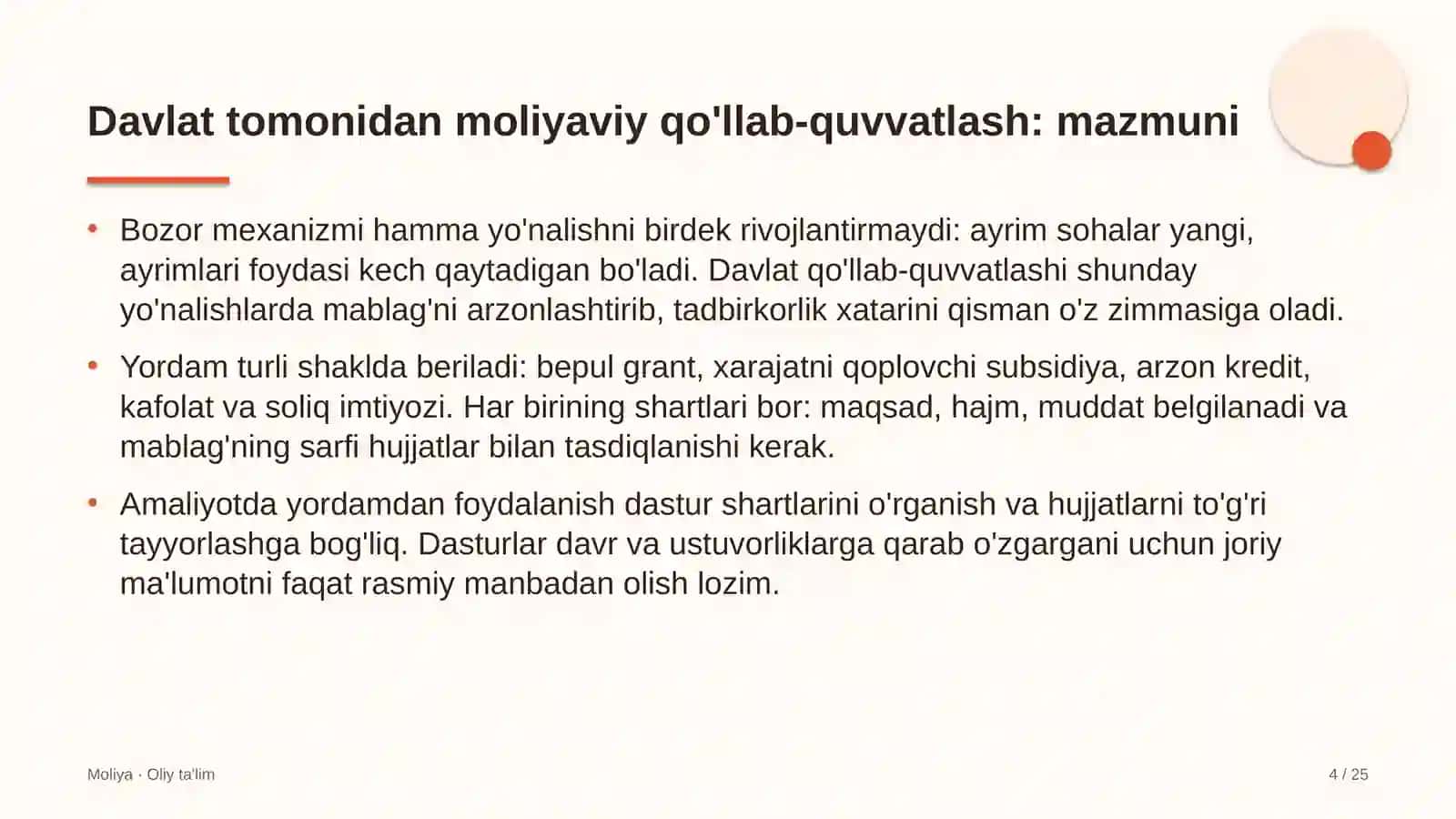 Moliya · Oliy Ta'lim 4