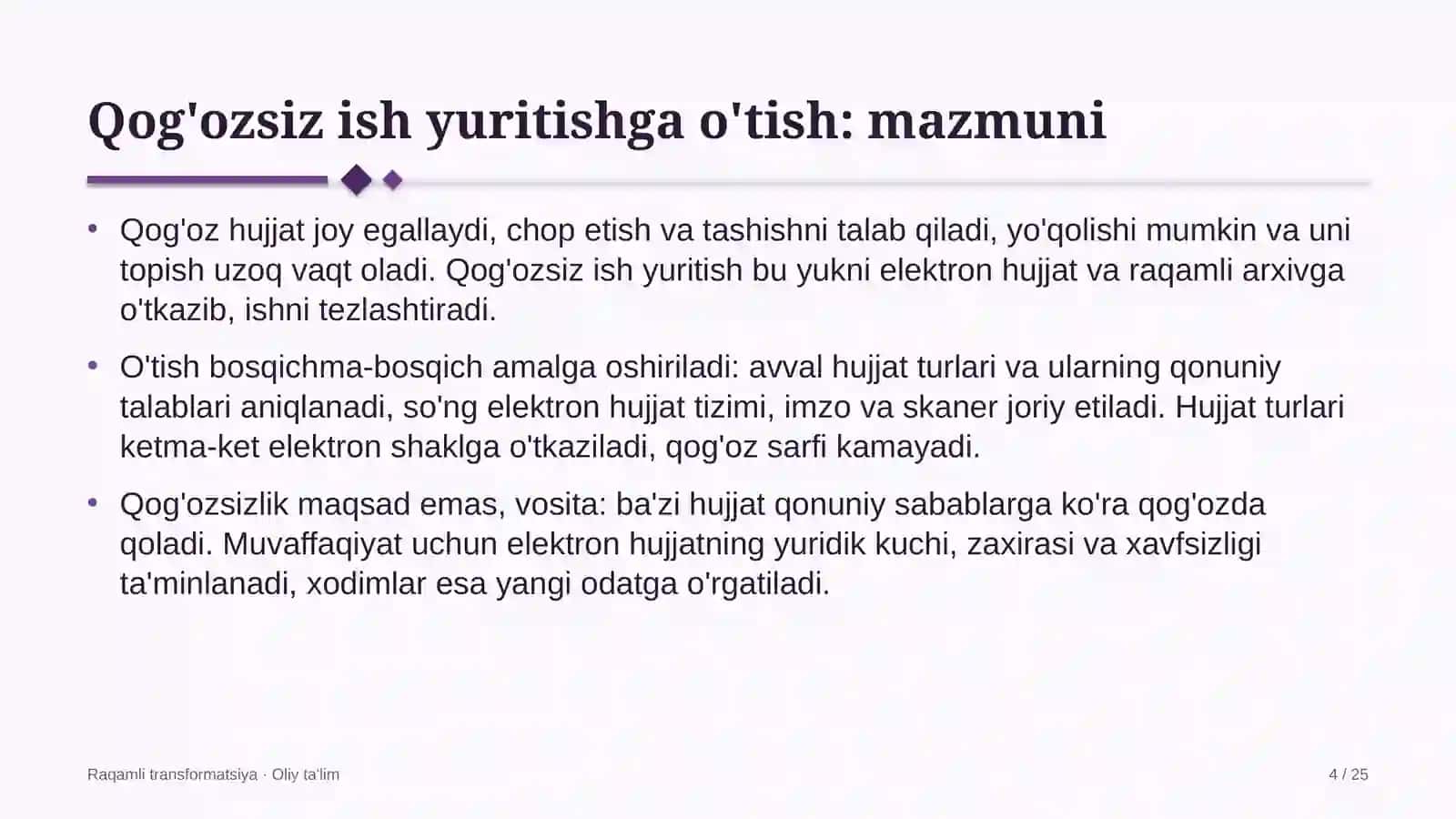 Yo'l xo'jaligida qog'ozsiz ish yuritishga o'tish 4