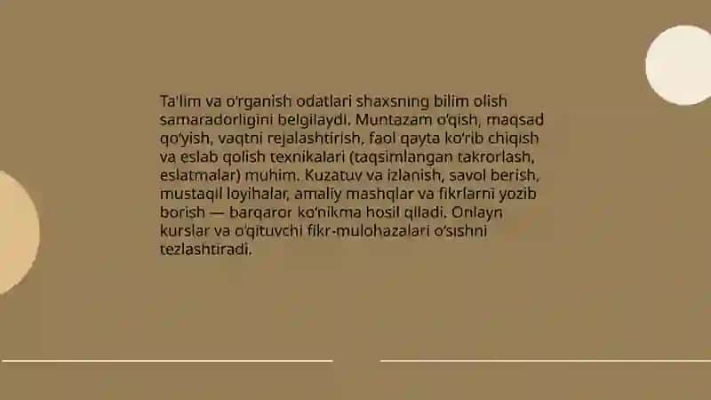 Shaxsning malaka va odatlar 4