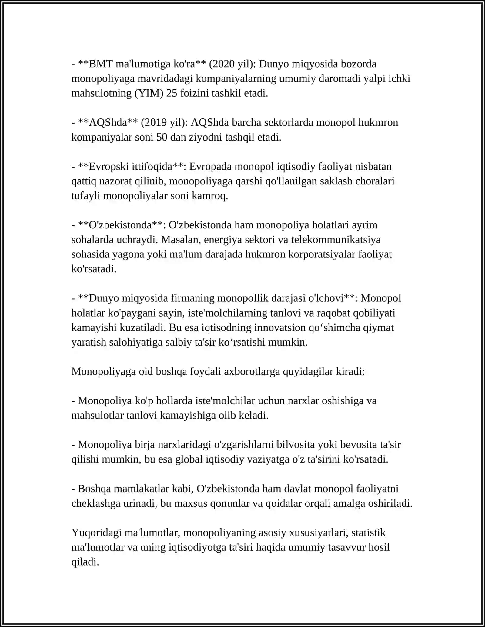 RAQOBAT VA MONOPOLIYA 4