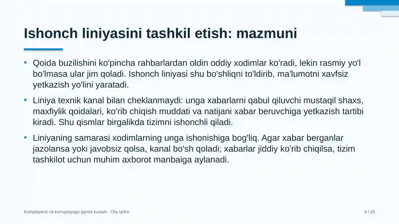 Baholash tashkilotlarida ishonch liniyasini tashkil etish 4
