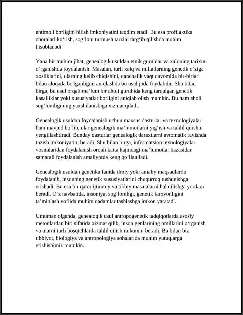 ANTROPOGENETIKA USULLARI: GENEALOGIK USUL 4
