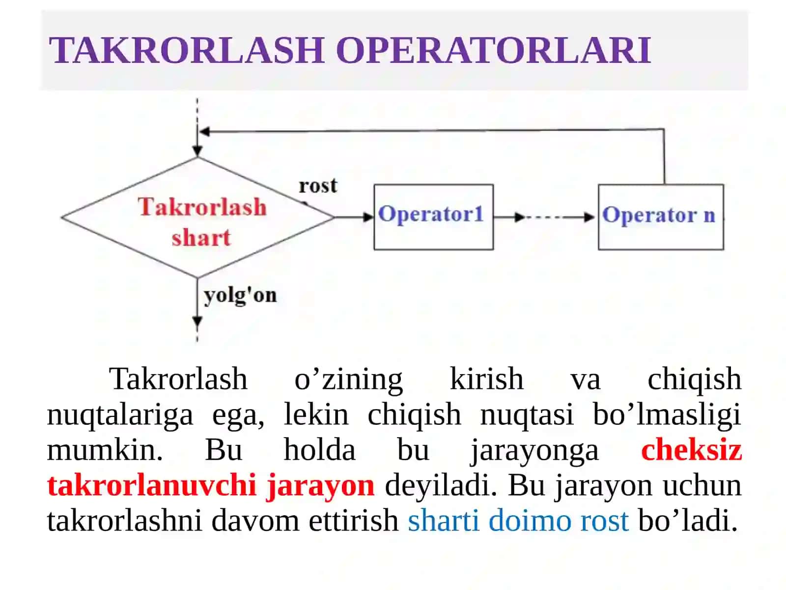 C++ DASTURLASH TILIDA TAKRORLANUVCHI JARAYONLARNI DASTURLASH 4