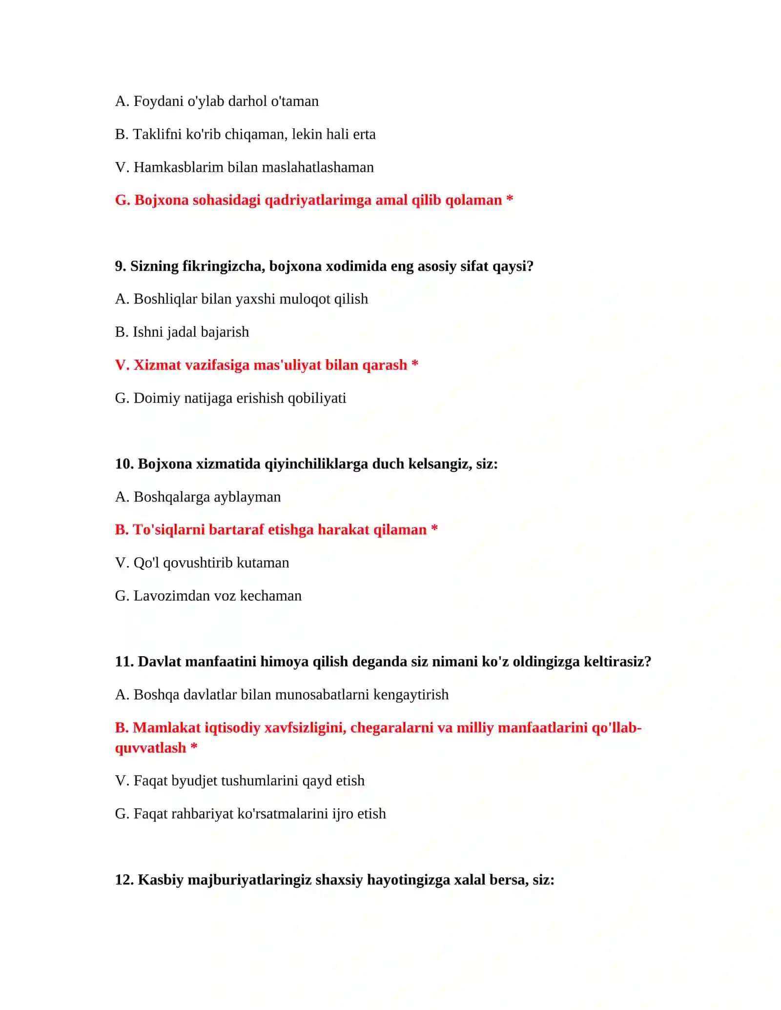 Bojxona test savollari PDF 4