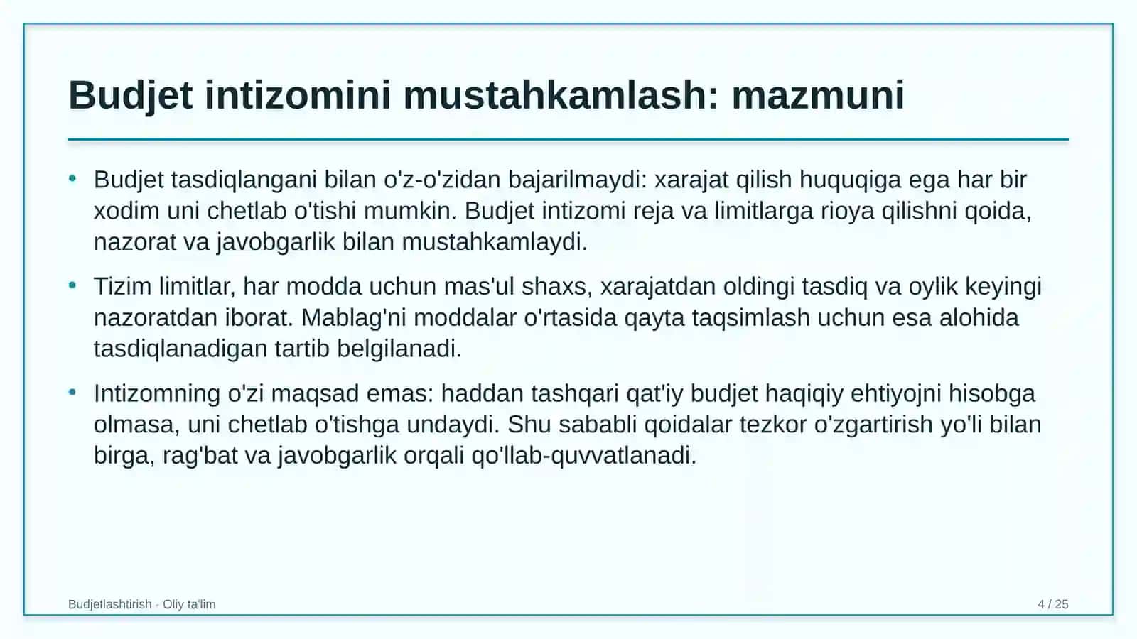 Energiya auditi tashkilotlarida budjet intizomini mustahkamlash 4