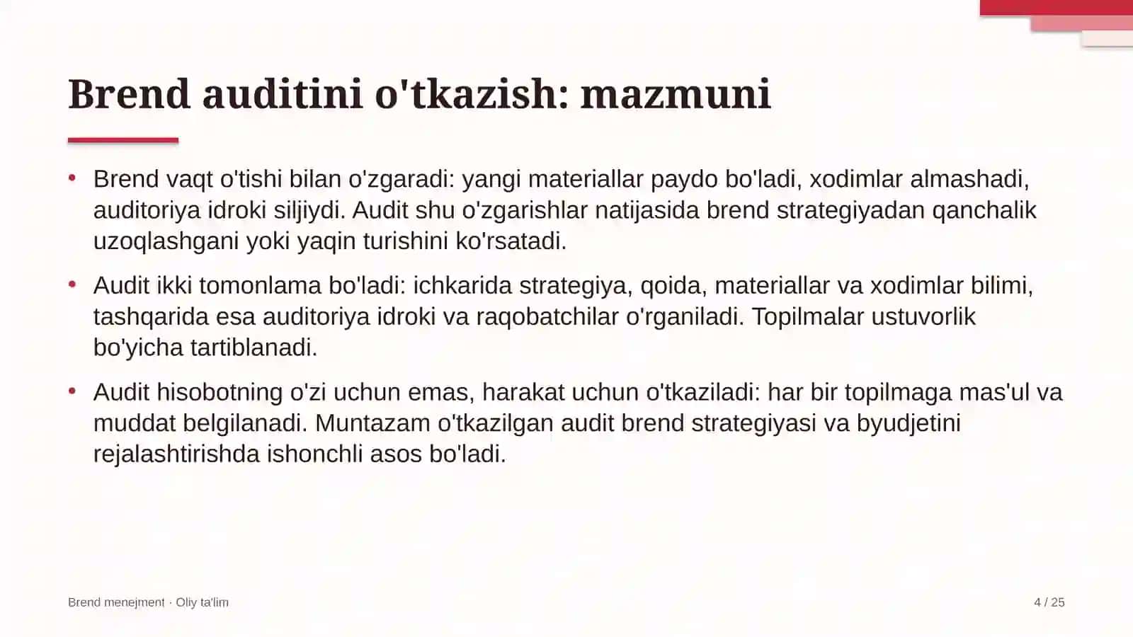 Avtomaktablarda brend auditini o'tkazish 4