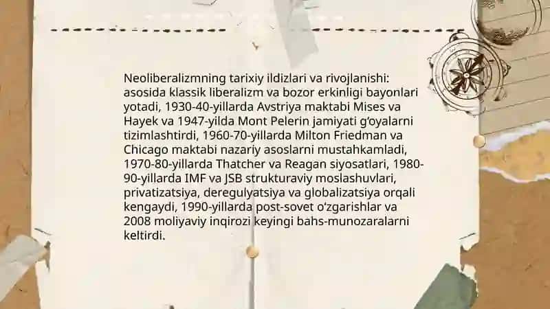 Neoliberalizm g’oyalarining mohiyati va ahamiyati 4