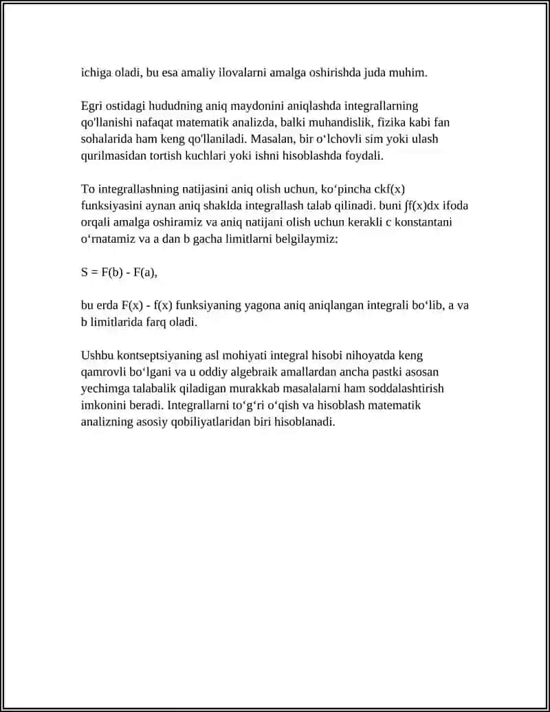 INTEGRALARNING QO‘LLANILISHI 4