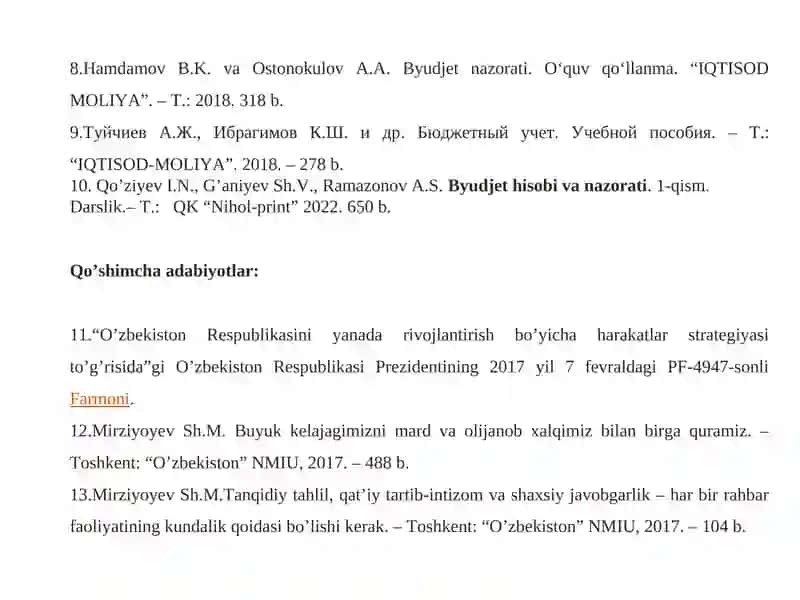 BYUDJET HISOBINING STANDARTLARI VA ULARNING MAZMUNI 4