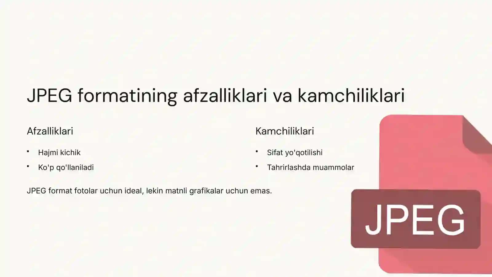 TURLI RASM FORMATLARINING SIFAT VA HAJM JIHATDAN SOLISHTIRILISHI 4