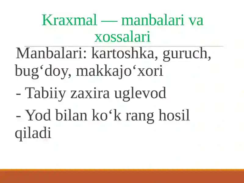 Polisaxaridlar: Kraxmal va Sellyuloza 4