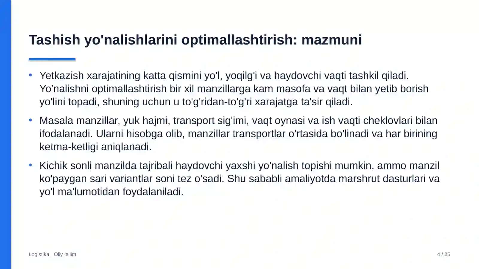 elektrotexnika sanoatida tashish yo'nalishlarini optimallashtirish 8886 4