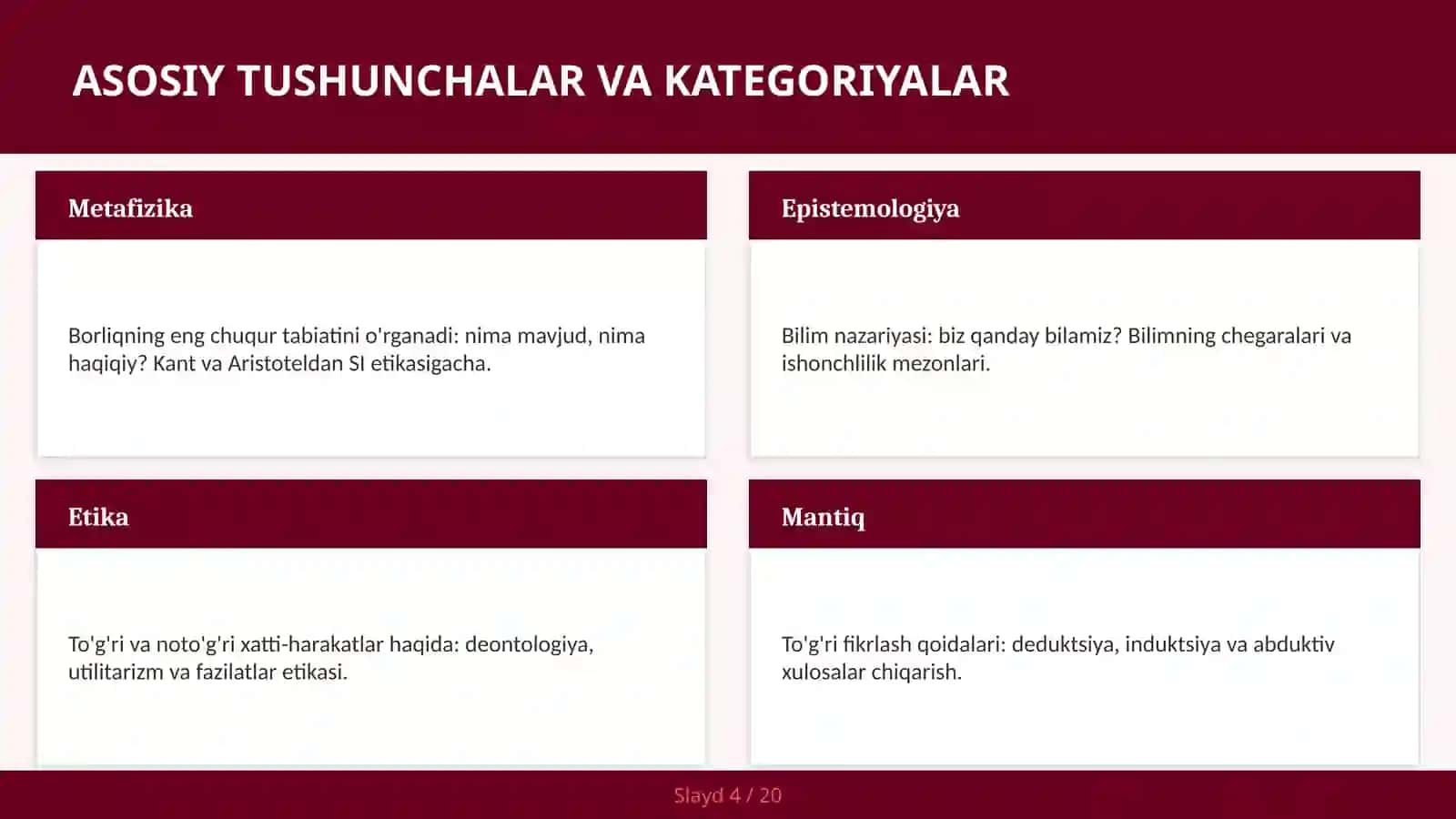 Falsafaning asosiy savollari 4