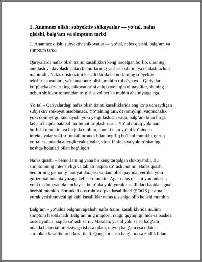 QARIYALARDA NAFAS OLISH TIZIMI KASALLIKLARIDA BEMORLARNI SUBYEKTIV VA OBYEKTIV TEKSHIRISH USULLARI 4