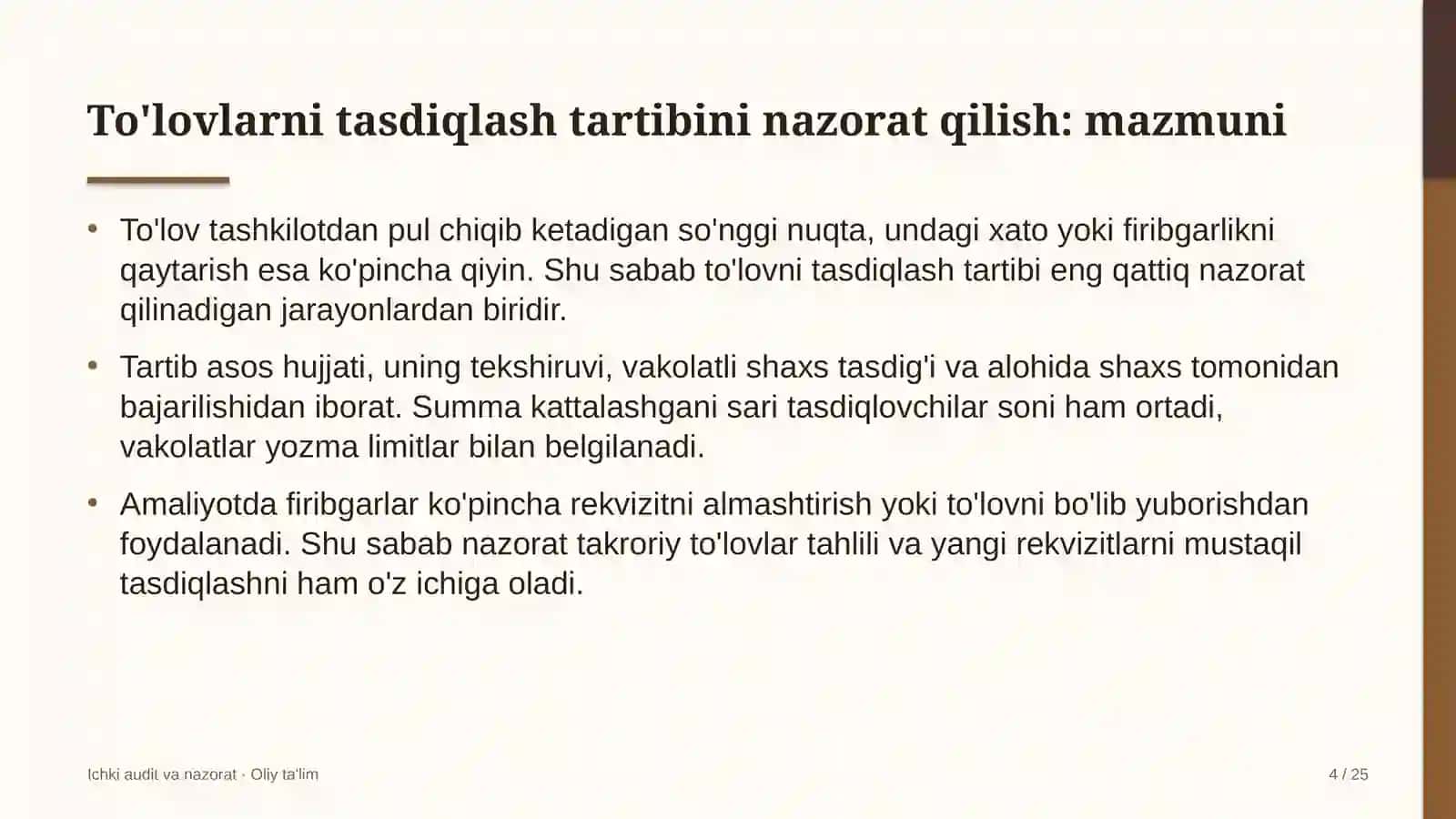 Ichki audit va nazorat · Oliy ta'lil 4