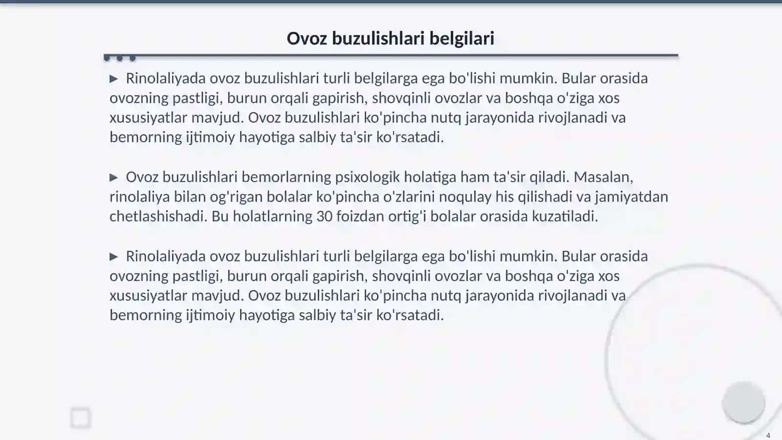 Rinolaliyada ovoz buzulishlari 4