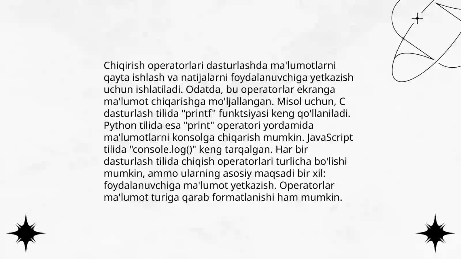 Kiritish va chiqarish operatorlari 4