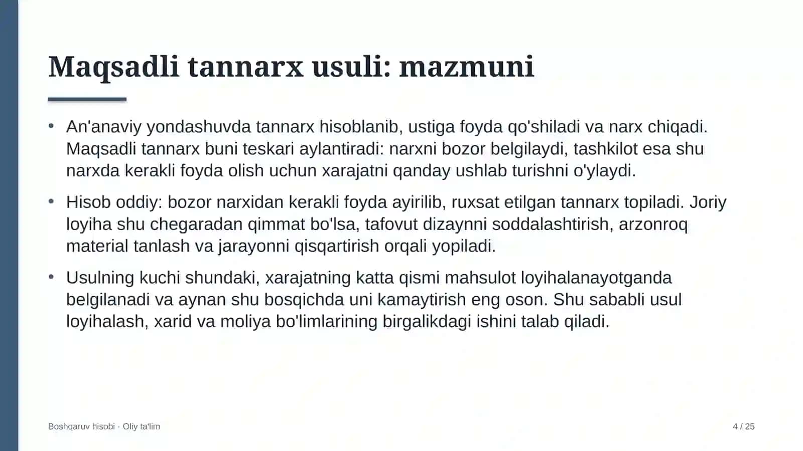 Jamoat tashkilotlarida maqsadli tannarx usulini qo'llash 4