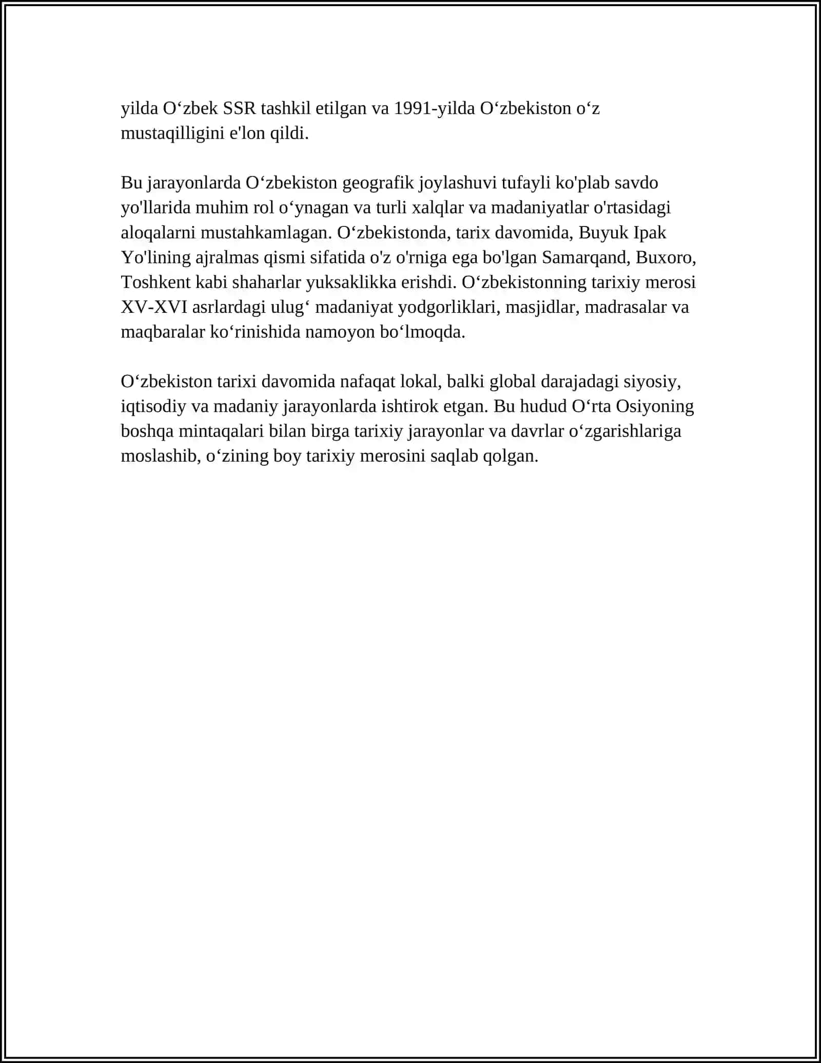 REFERAT Oʻzbekiston Tarixi 4