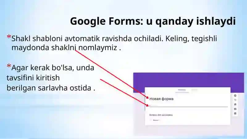 Google Forms - so'rovnomani qanday yaratish kerak 4