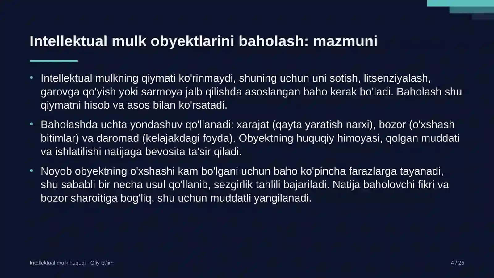 Hamshiralik ishida intellektual mulk obyektlarini baholash 4