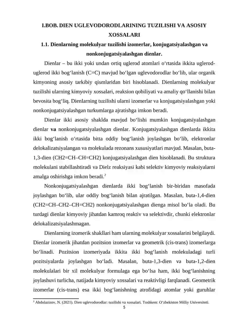 Dien uglevodorodlariga oid masalalar yechish 4
