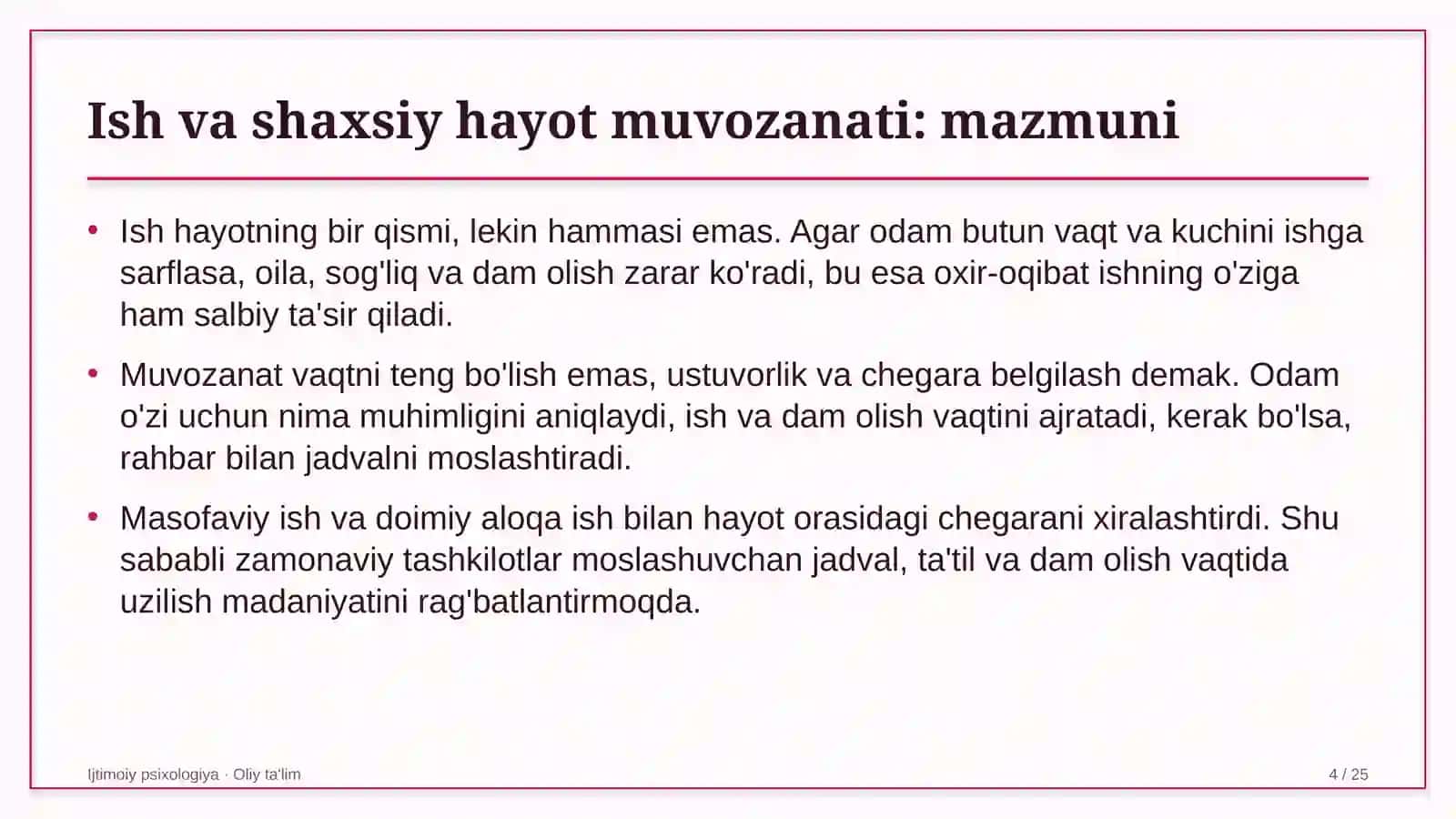 Baholash tashkilotlarida ish va shaxsiy hayot muvozanati 4