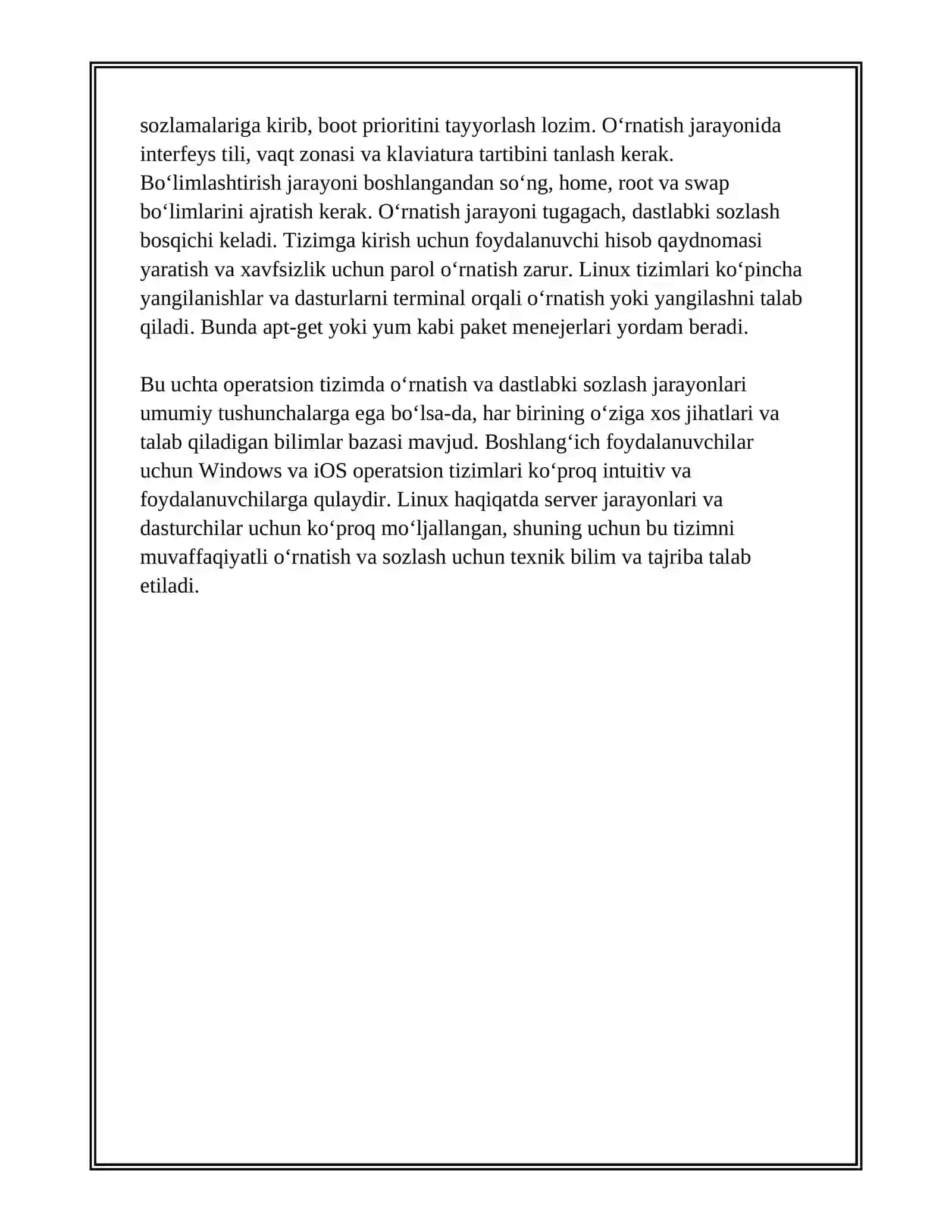 OPERATSION TIZIMLARDA ISHLASH (WINDOWS, IOS, LINUX) 4