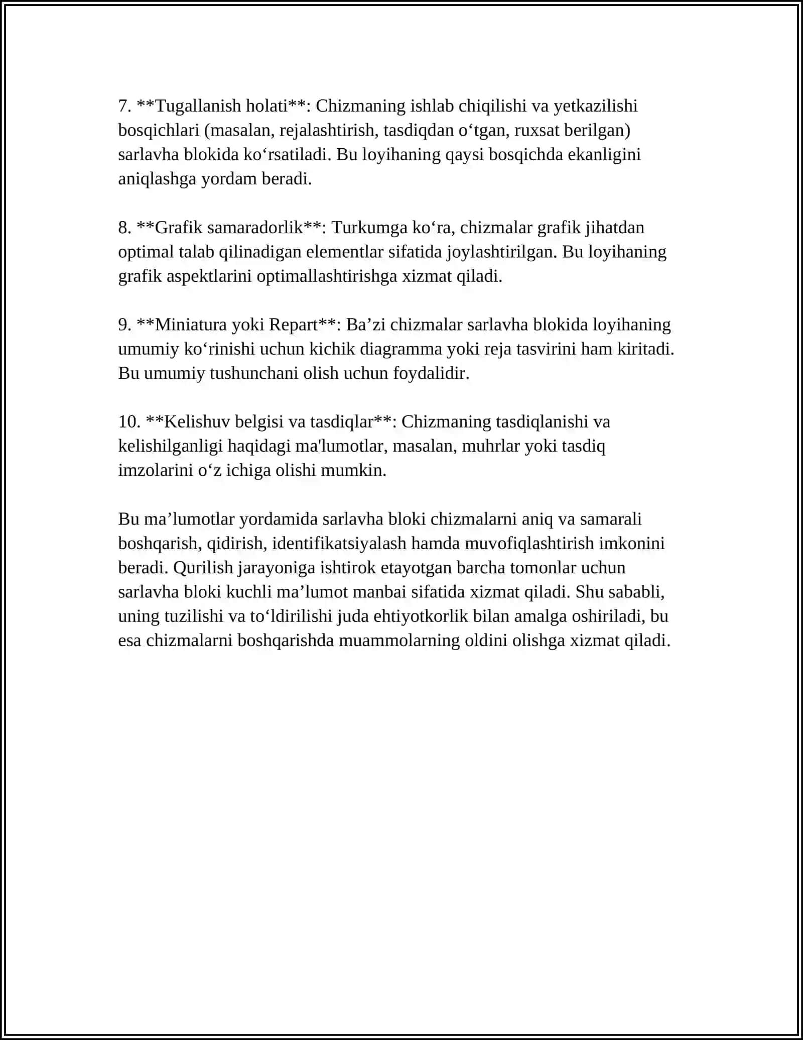 QURILISH CHIZMALARINING SARLAVHA BLOKI 4