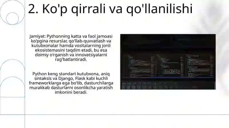 Python dasturlash tili imkoniyatlari 4