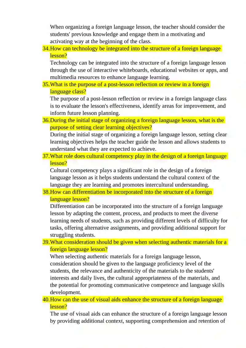 Questions for the Final Assessment 4