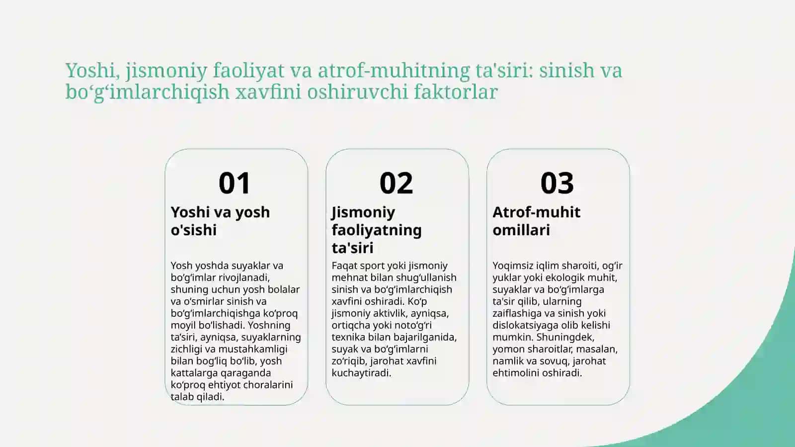 Suyaklarning sinishi.Bo‘g‘imlarchiqishi 4