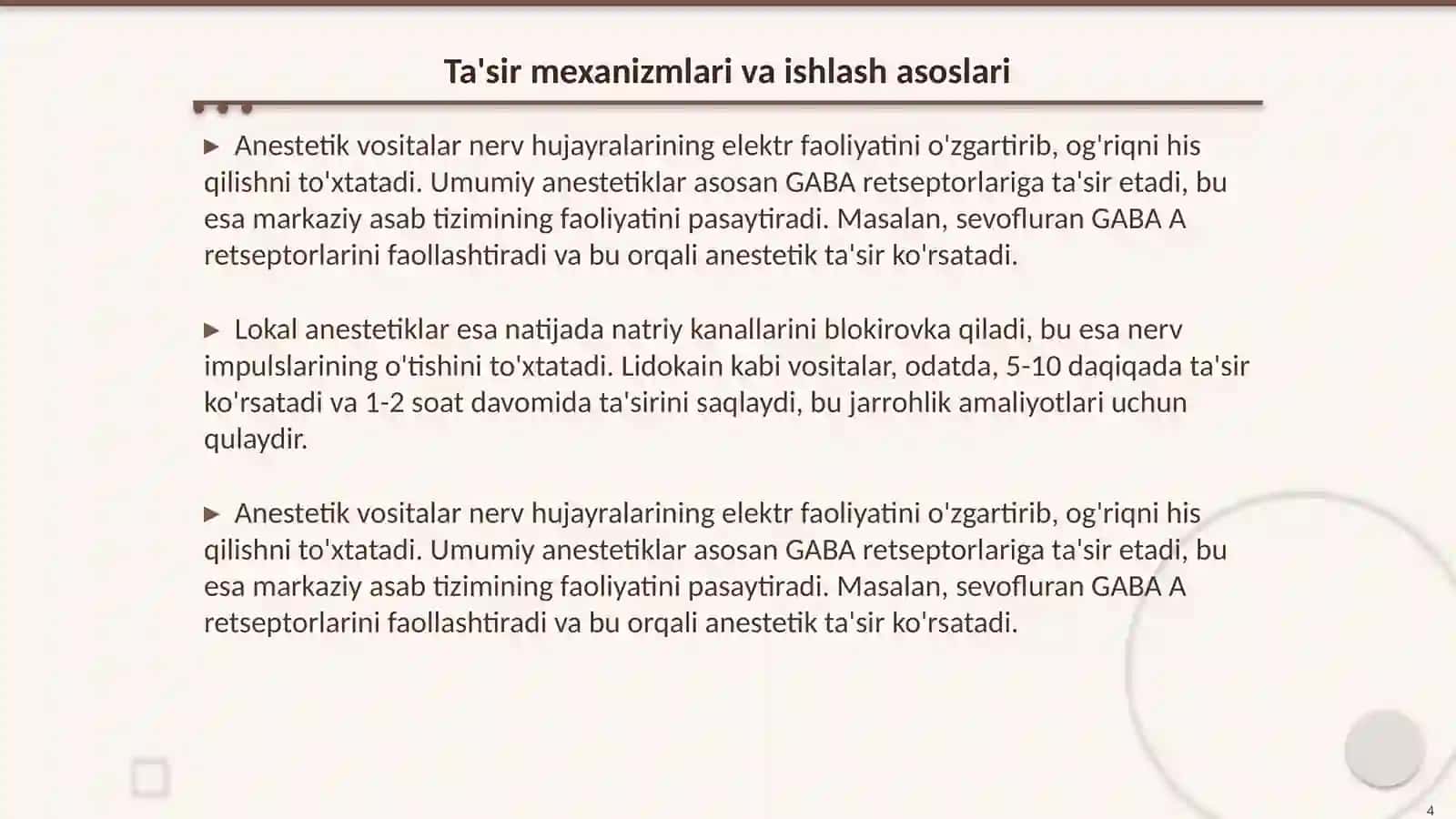 Zamonaviy anestetik vositalar 4