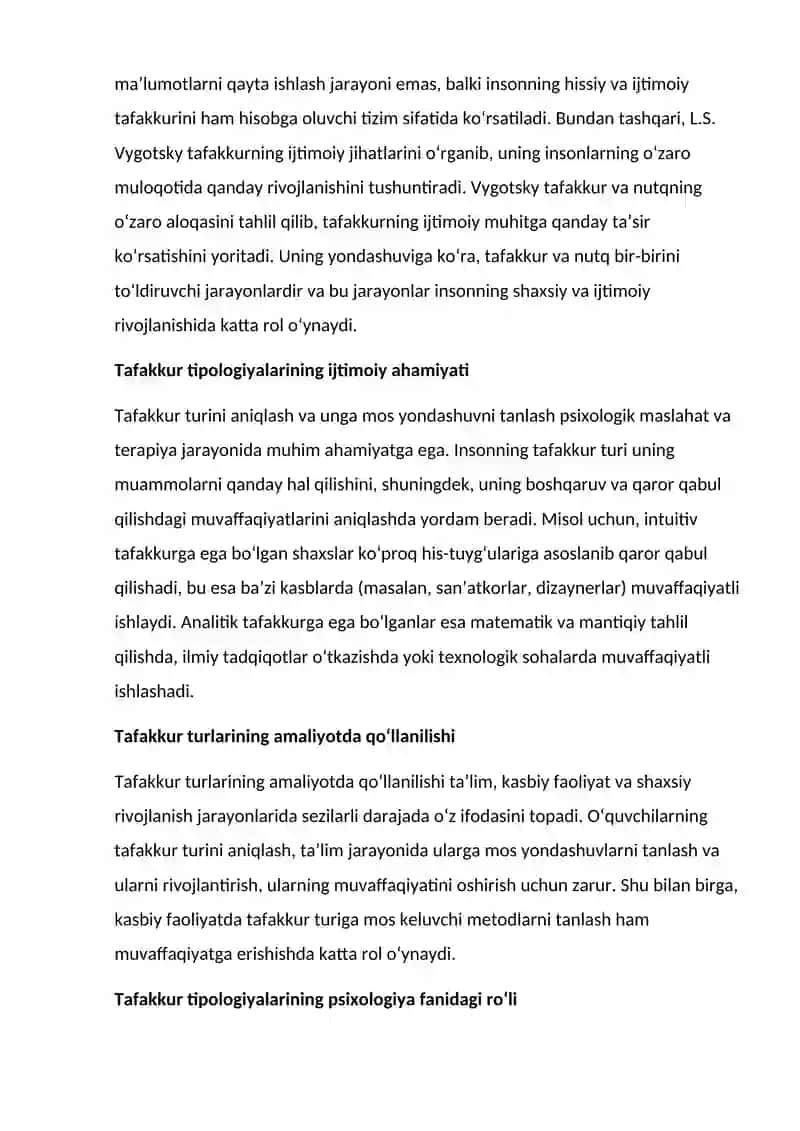 TAFAKKUR TIPALAOGIYALARI TA’LIM YUNALISHI 4