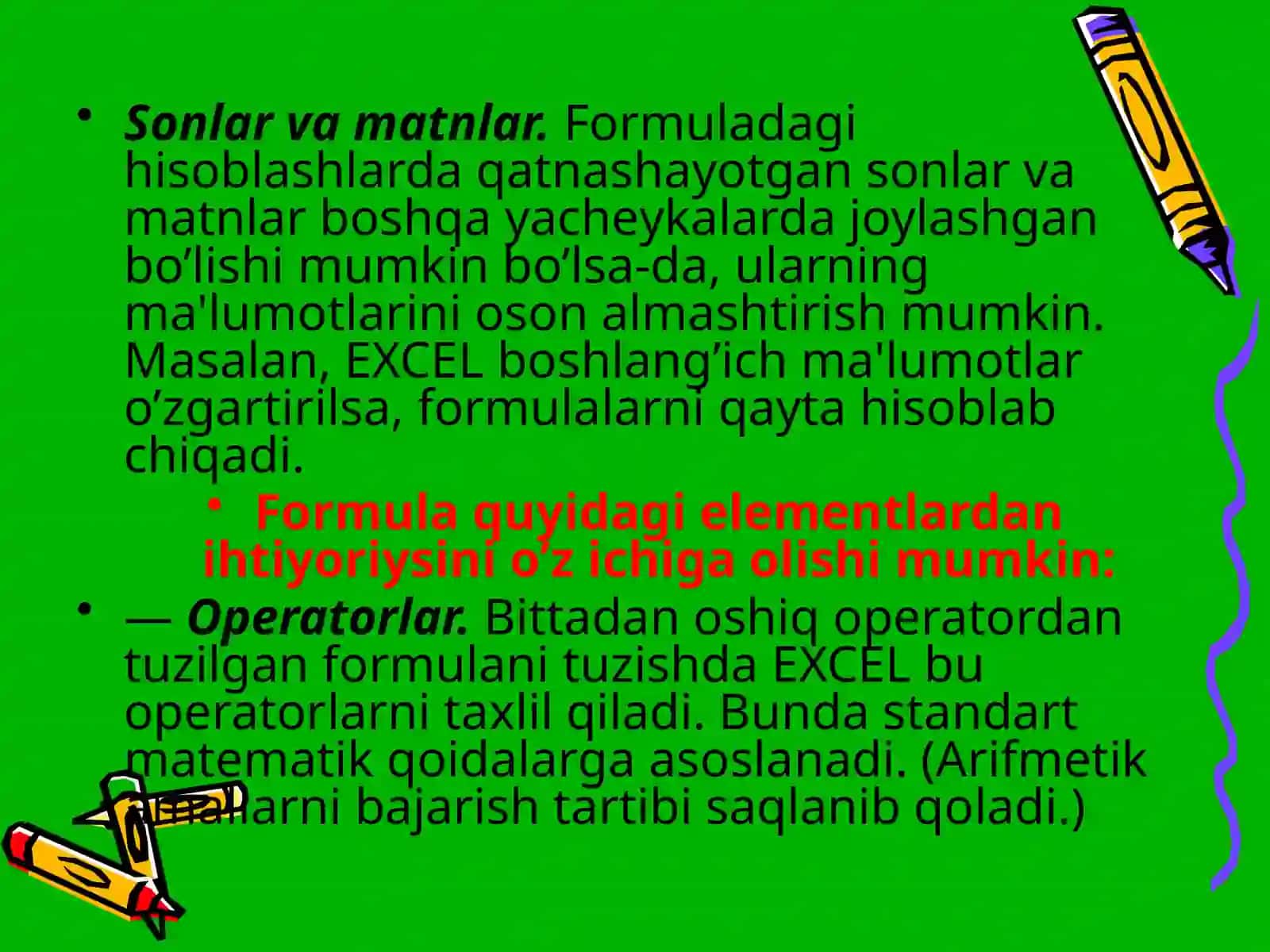 MS EXCEL DASTURIDAFORMULA VA FUNKSIYALAR BILAN ISHLASH 4